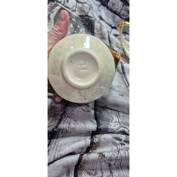 Pearl China Company Creamer & Sugar Set  22 CT Gold Trim Lusterware Stunning EUC - Picture 3 of 5
